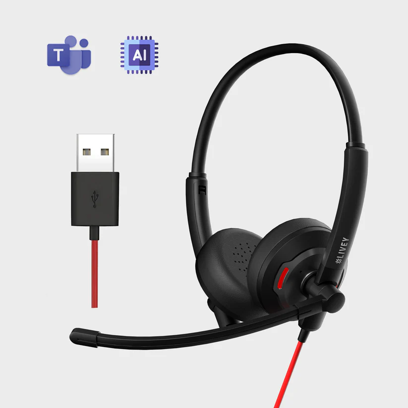 LIVEY 500DM AINC USB Headset, Optimized for MS Teams, UC
