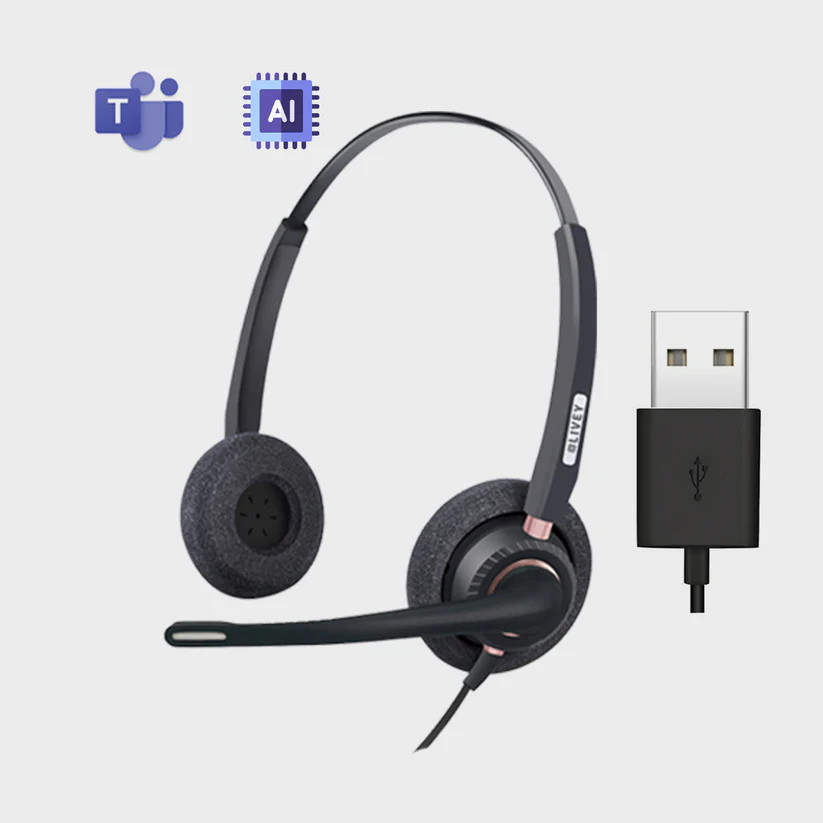 LIVEY 550DM AINC USB Headset, Optimized for MS Teams, UC Headset