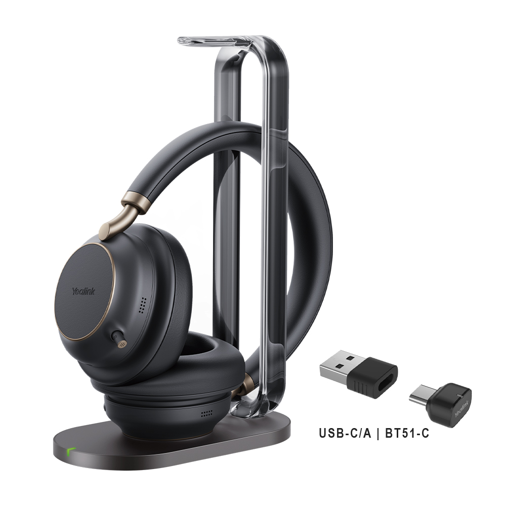 BH76 Plus with Charging Stand UC Black USB-C/A Yealink Bluetooth headset with USB-A/C BT dongle (includes charging stand) 1208700
