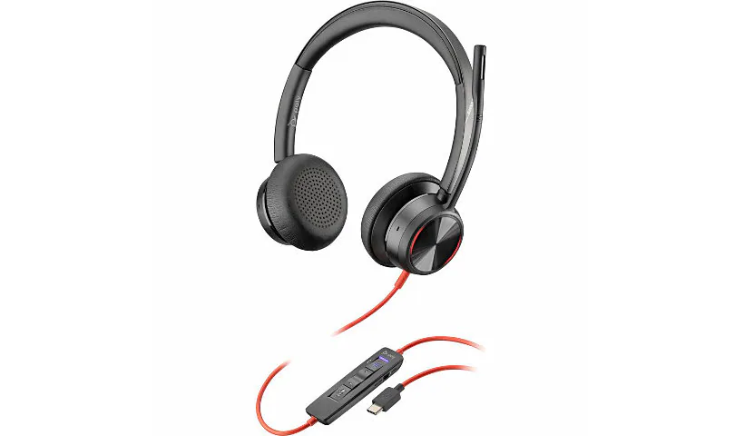 Poly Blackwire 8225 Microsoft Teams Certified Headset +USB-C/A Adapter TAA 7E2K8AA#ABA