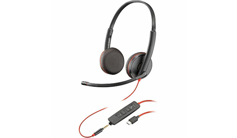 Poly Blackwire 3225 Stereo Headset +USB-C/A Adapter TAA (8M3X7AA#ABA)