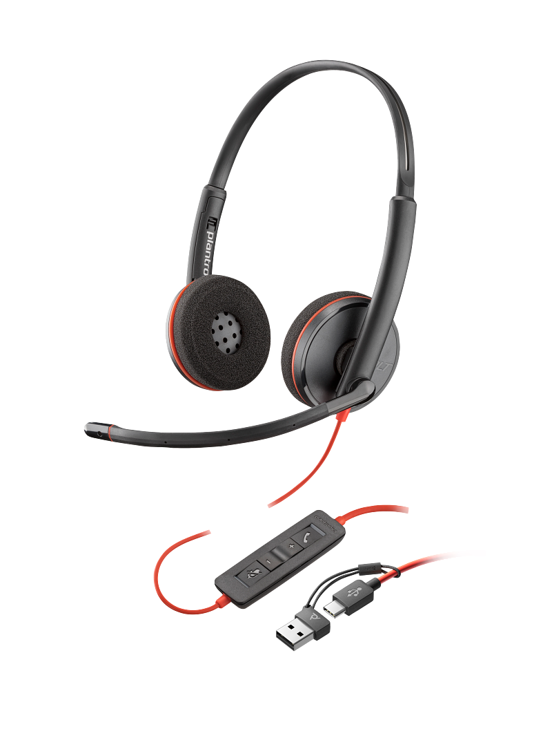 Poly Blackwire 3220 Stereo USB-C Headset +USB-C/A Adapter (Bulk) 8X228A6