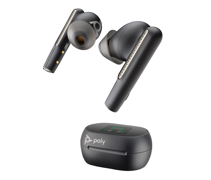 Poly Voyager Free 60+ UC Carbon Black Earbuds +BT700 USB-A Adapter +Touchscreen Charge Case 7Y8G3AA