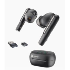 Poly Voyager Free 60+ UC Carbon Black Earbuds +BT700 USB-A Adapter +Touchscreen Charge Case (7Y8G4AA)