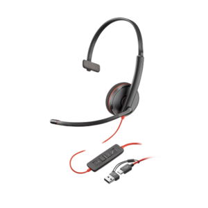 Poly Blackwire 3210 Monaural USB-C Headset +USB-C/A Adapter (8X214AA)